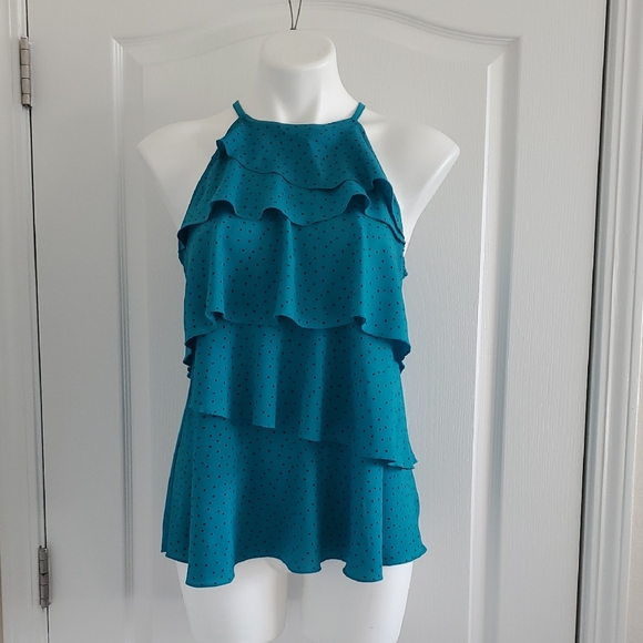 Worthington Tops - Worthington Teal Ruffle Blouse